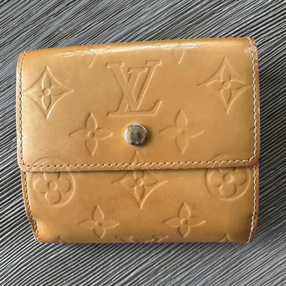 Louis Vuitton Embossed Monogram Compact Wallet in Tan